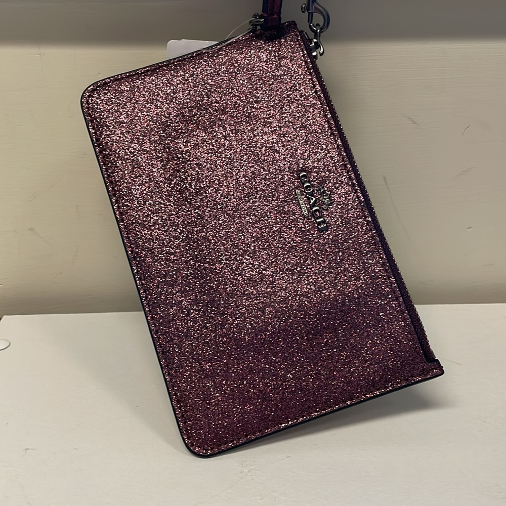 Coach Purple Dark Pink Glitter Wristlet. Brand New With Tags Authentic Bling - Picture 1 of 10